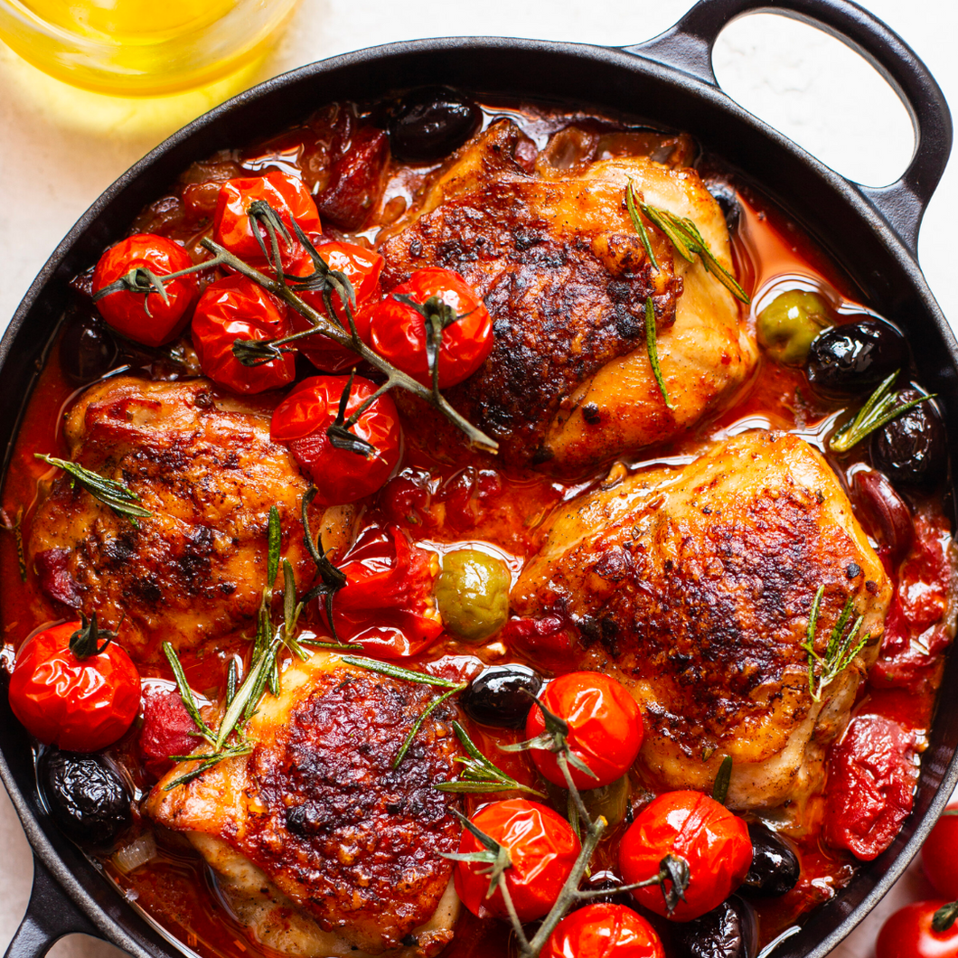Meal Bundle - Braised Chicken Thighs with Sauteed Peppers, Tomatoes, and Olives (GF, DF)