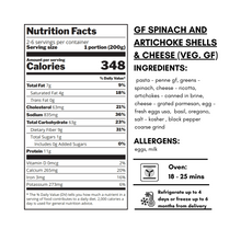Load image into Gallery viewer, Meal Bundle -  Gluten Free Spinach Artichoke Shells (Veg, GF)

