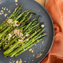 Load image into Gallery viewer, Grilled Asparagus with Za&#39;atar, Orange Zest and Almonds
