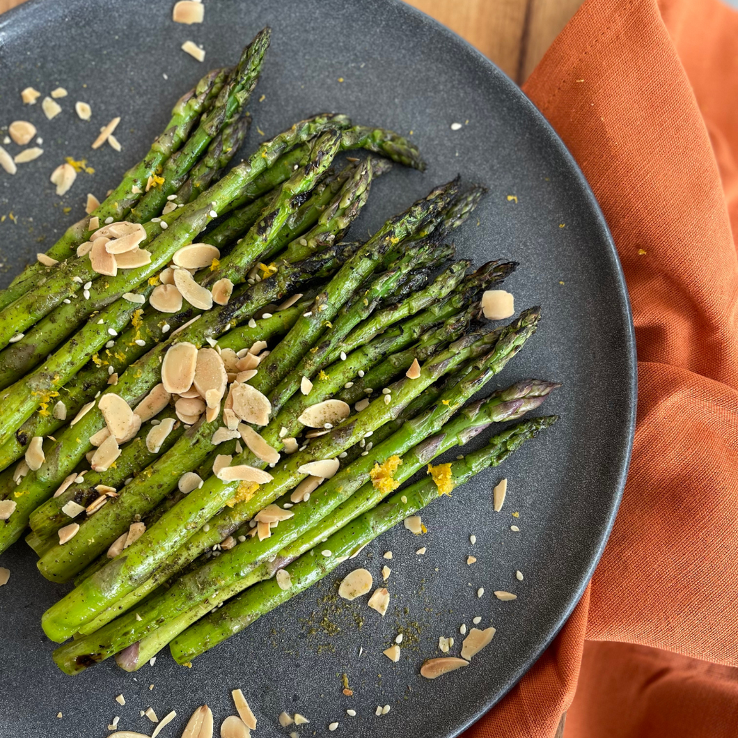 Grilled Asparagus with Za'atar, Orange Zest and Almonds