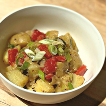 Load image into Gallery viewer, Potato Salad with Roasted Red Peppers &amp; Grilled Scallions (GF, DF, V)
