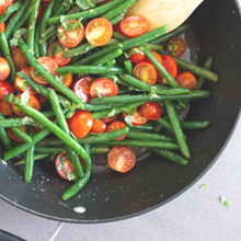 Load image into Gallery viewer, Steamed Green Beans with Cherry Tomatoes and Shallot Vinaigrette (GF, DF, V)

