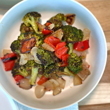 Load image into Gallery viewer, Roasted Broccoli with Charred Peppers and Onions
