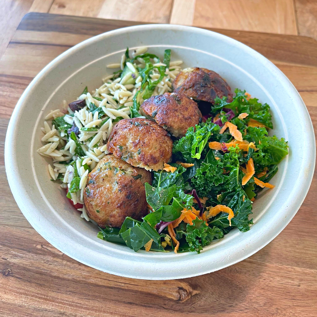 ADULT LUNCH - Turkey Meatballs with Kale and Orzo Salad Bowl