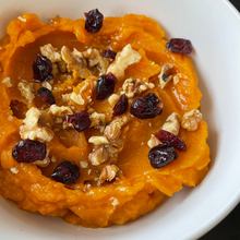 Load image into Gallery viewer, Roasted Butternut Squash Puree with Dried Cranberries and Toasted Walnuts (GF, DF, V)
