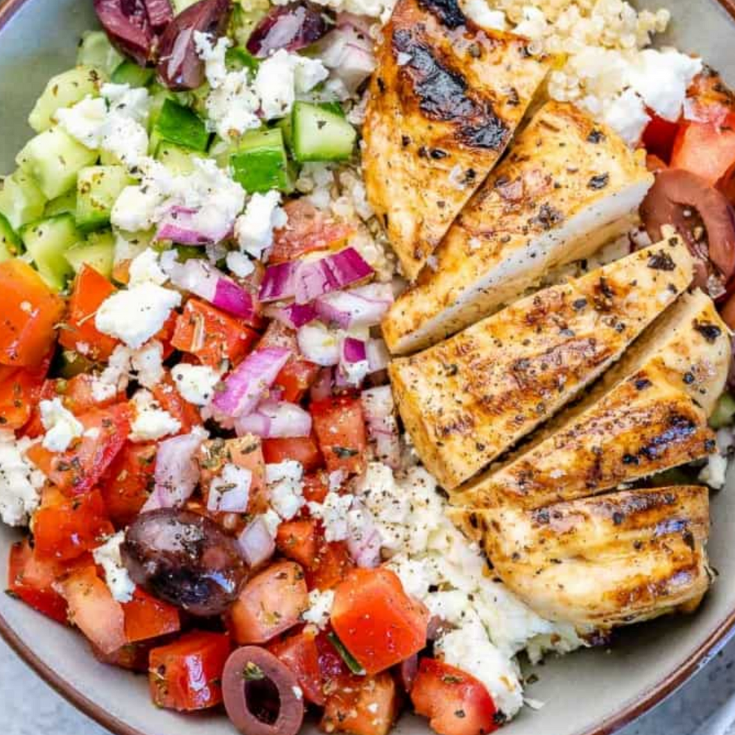 ADULT LUNCH - Grilled Chicken Greek Salad Lunch Bowl (GF)