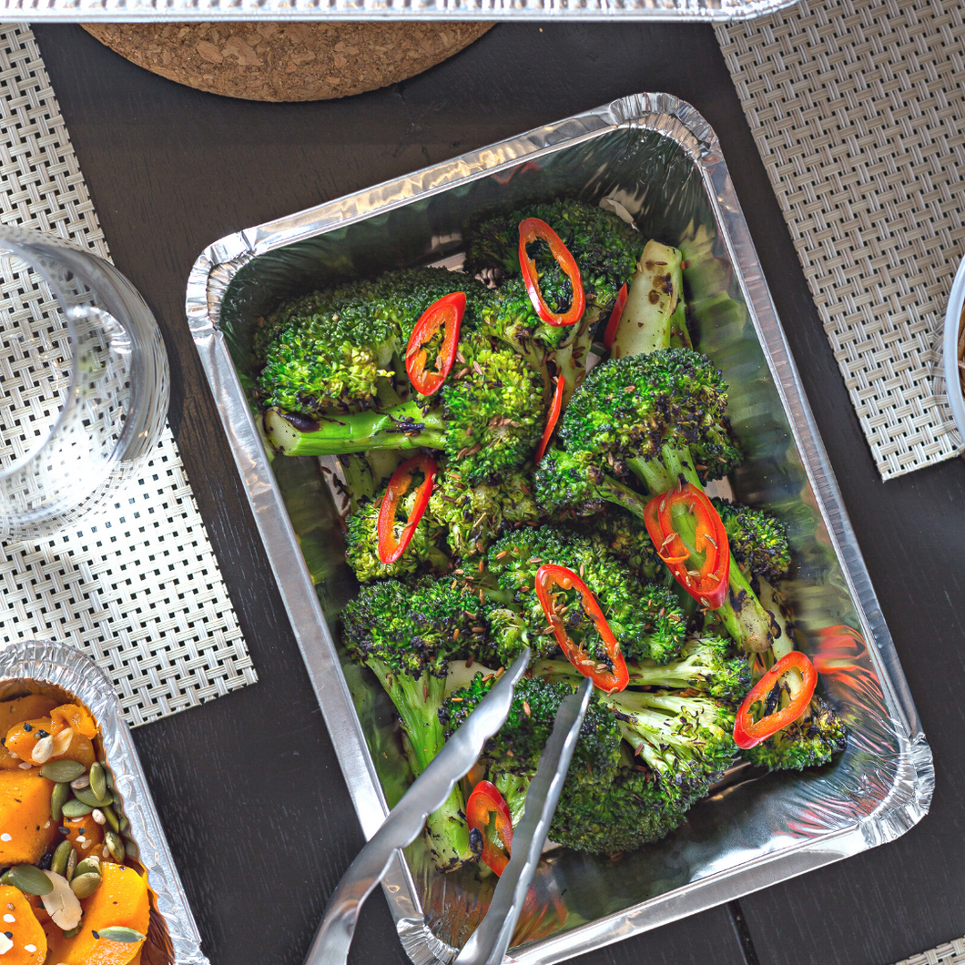 Charred Broccoli with Homemade Pickled Chilis (GF, DF, V)