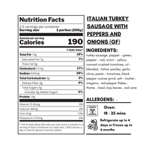 Load image into Gallery viewer, Meal Bundle - Italian Turkey Sausage with Peppers and Onions (GF)
