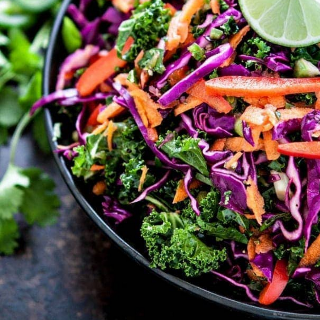 Kale, Carrot and Red Cabbage Salad, (V) (DF) (GF)